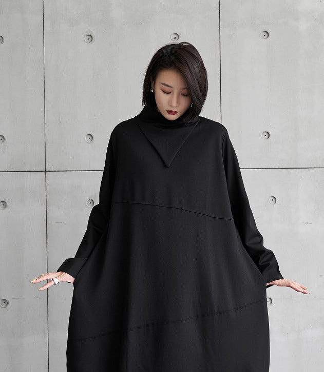 Irregular Stitching Solid Color Casual Loose Midi Dress