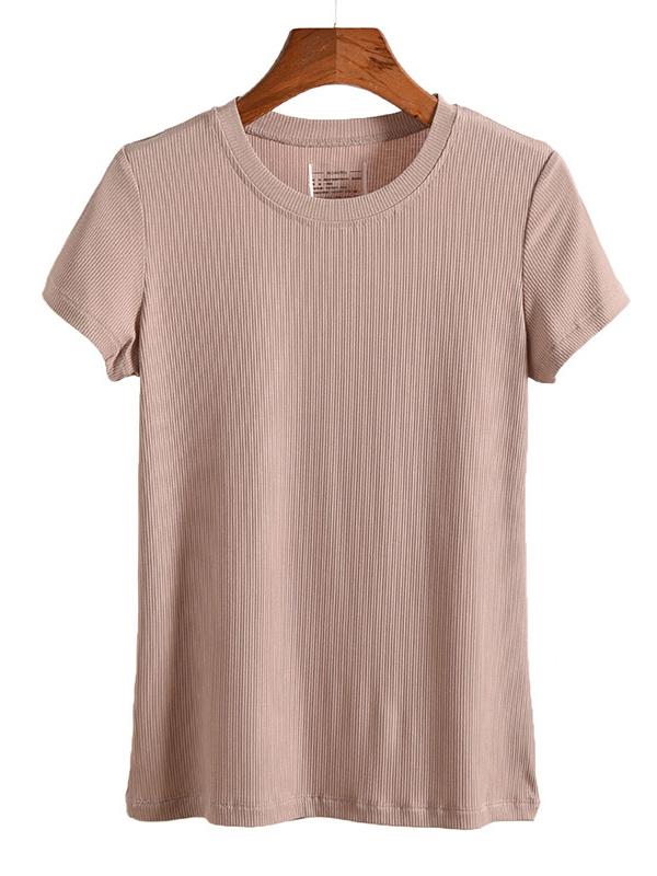 Solid Color Round Neck T-Shirt