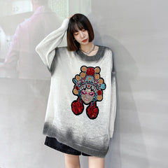 Loose Long Sleeve Casual Gradient Sweater