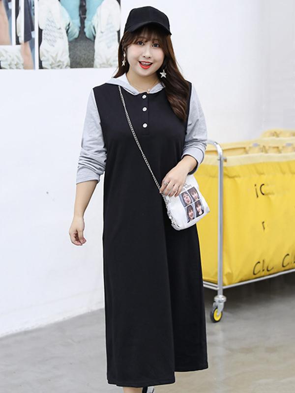 Casual Hooded Split-joint Long Dress