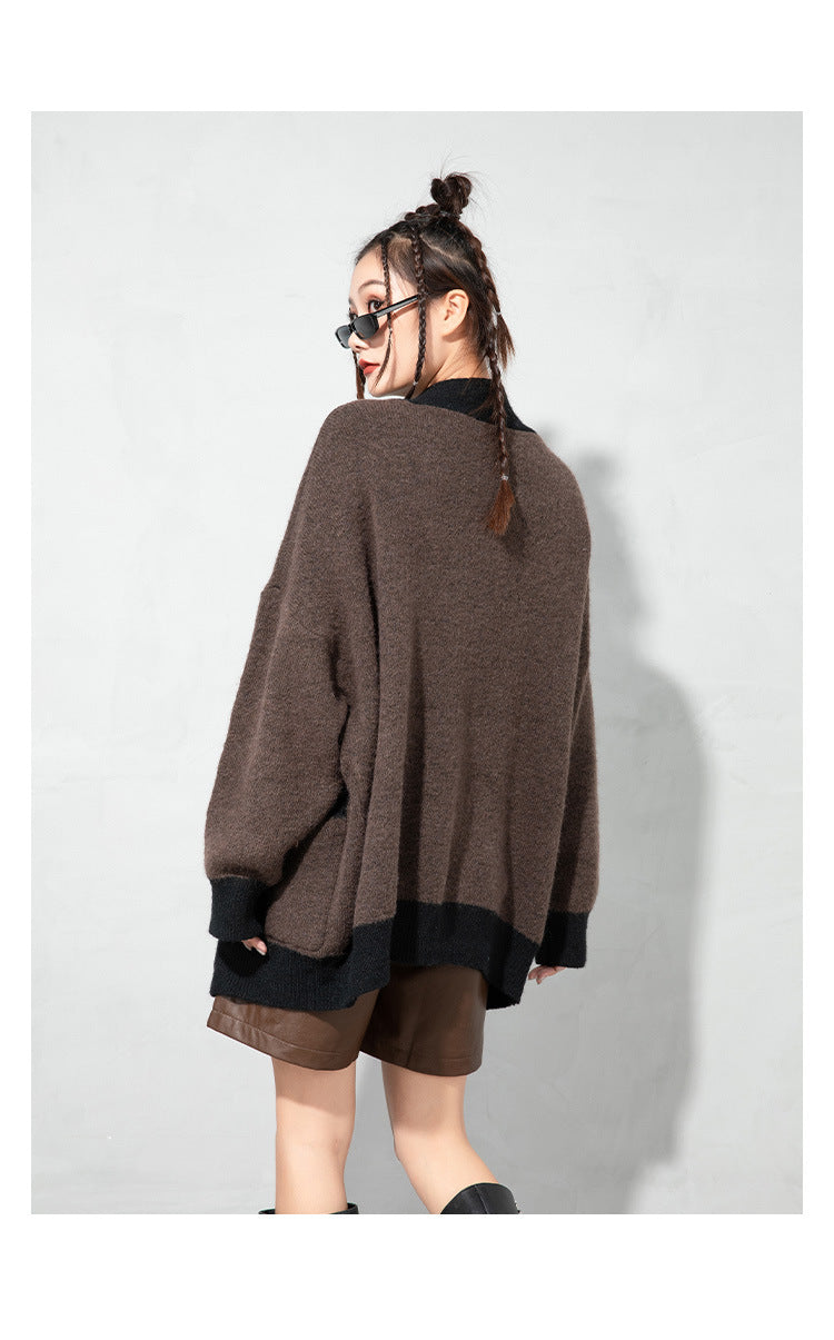 Urban Loose Solid Color Knitted Outwear