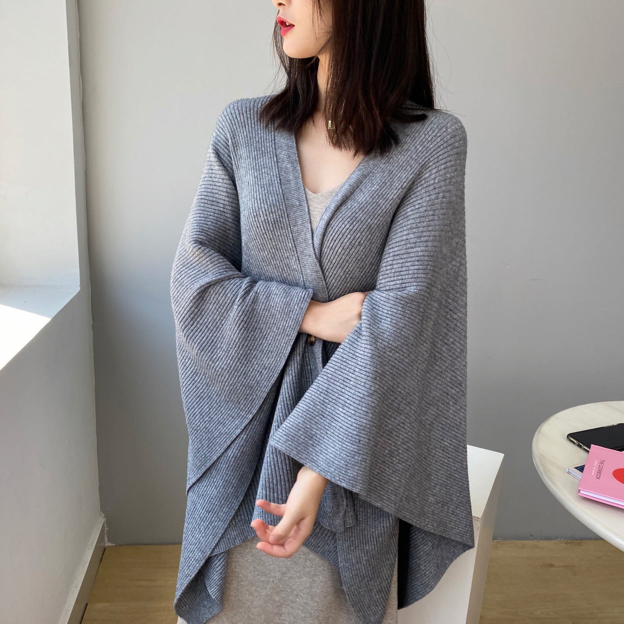 Simple Loose Shoulder Cardigan Casual Sweater