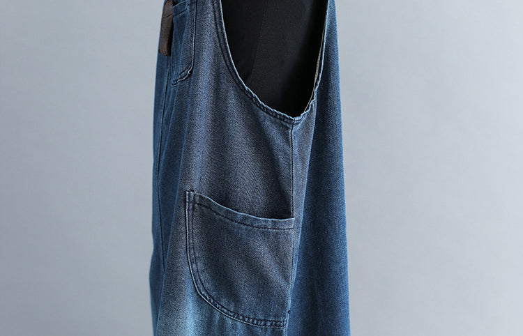 Loose Denim Suspender Skirt