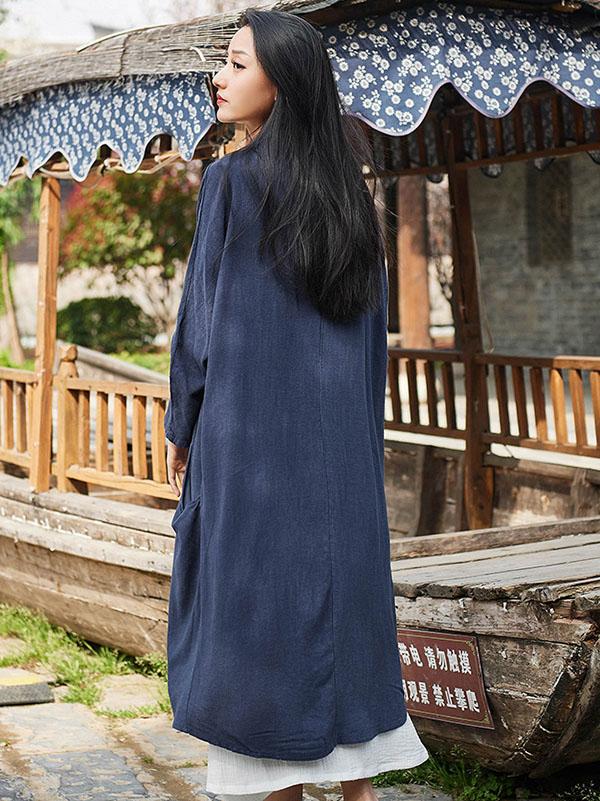 Retro Linen Cotton Long Cover-up