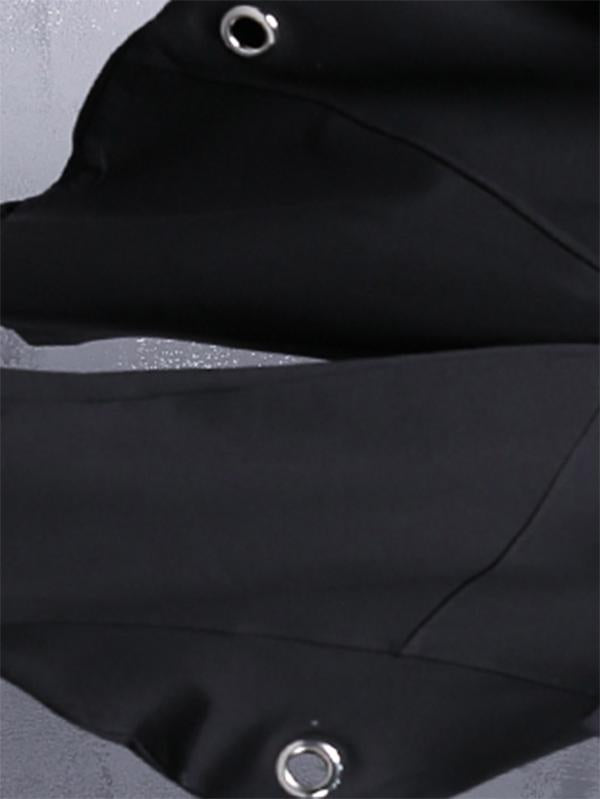 Black Roomy Hollow High-Waist Casual Pants