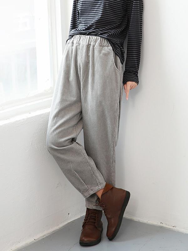 3 Colors Corduroy Pocket Harem Pants