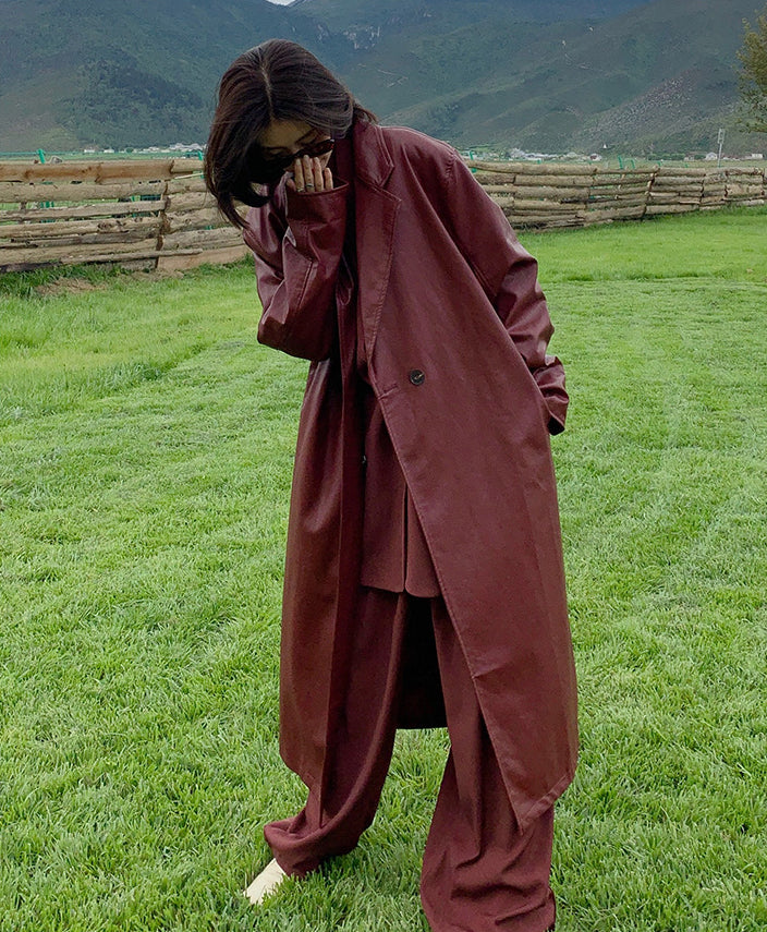 Ladies Solid Color Casual Long  Coat