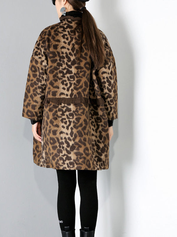 Women Leopard Print Casual Loose Coat