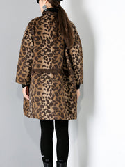 Women Leopard Print Casual Loose Coat