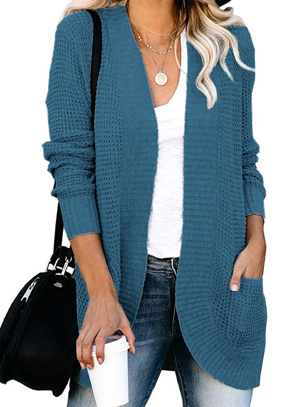 Casual Solid Color Knitted Cardigan Top