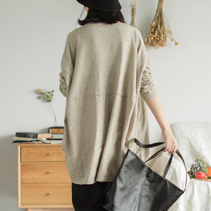 Loose Knitted Irregular Solid Outwear