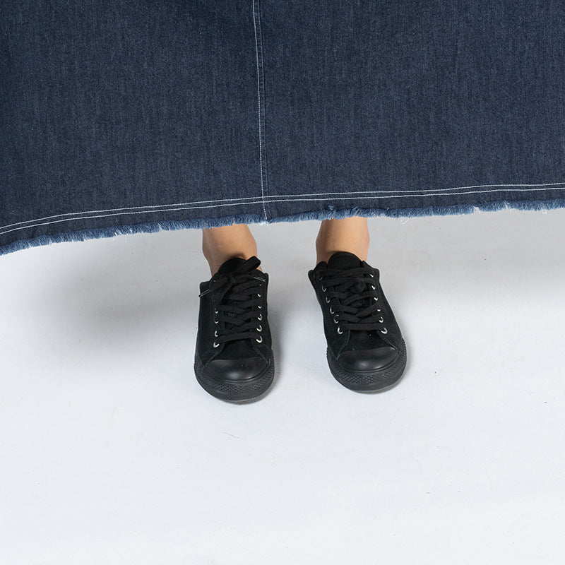 Women Irregular Solid Color Casual Skirt