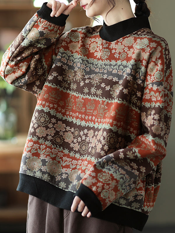 Printed Half Turtleneck Pullover Sweater