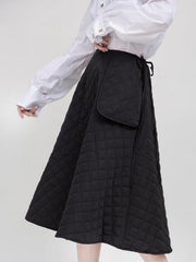 Black Large Pocket Thickening A-Line Skirt