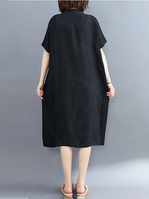 Loose Striped Split-Joint Midi-Dress