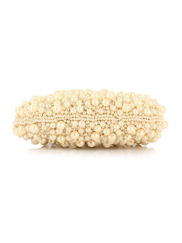 White&Apricot Beads Cheongsam bag Handbag