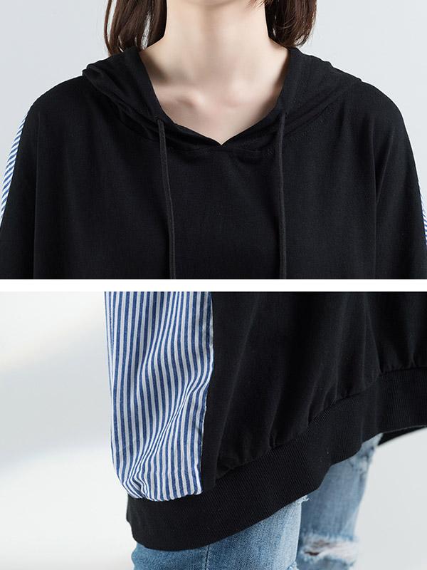 Casual Striped Split-joint Hoodie