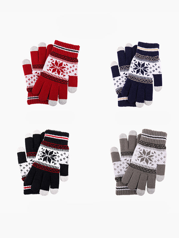 Christmas Snowflake Thciken Knitted Wool Gloves