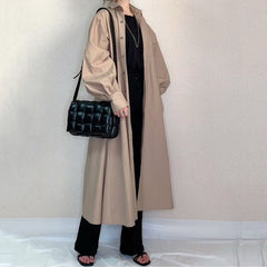 Loose Solid Color Midi Outwear