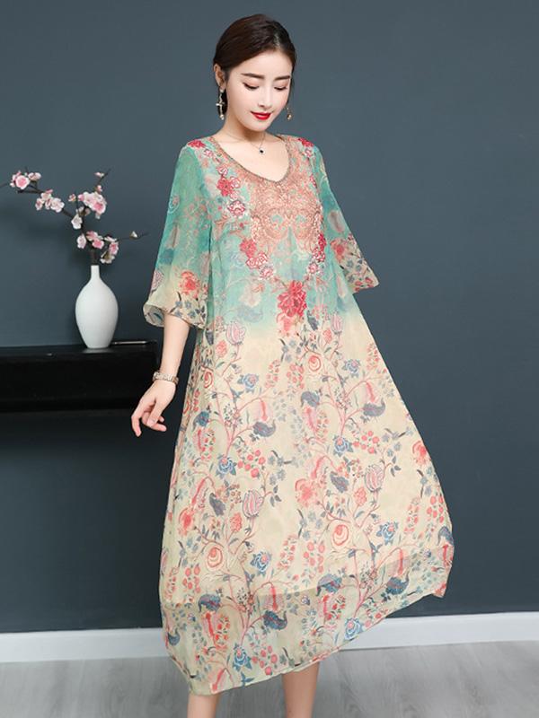 Retro Silk Soft Long Dress