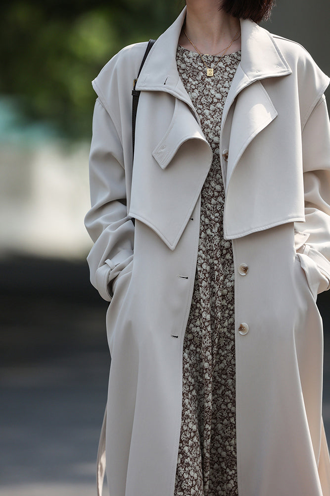 Windbreaker 2-Piece Suit Temperament Loose Belted Jacket