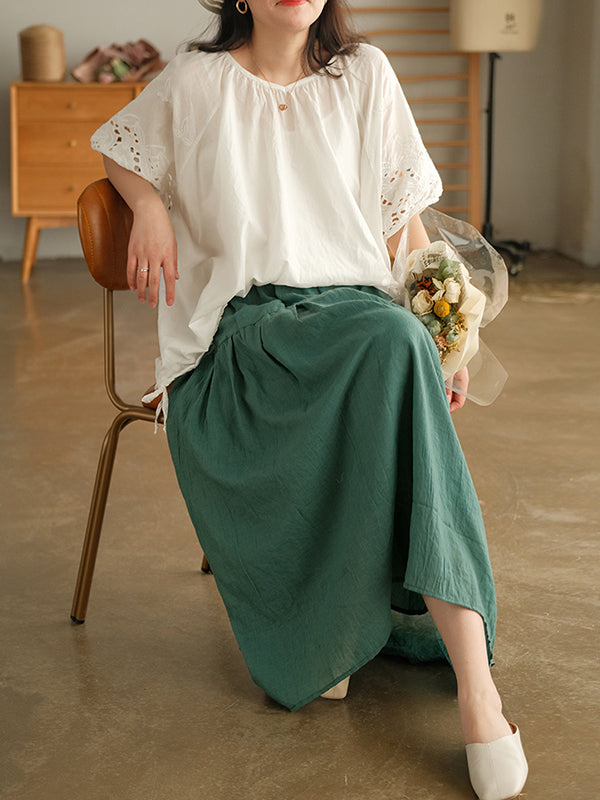 Solid Color Double Layer Slim Loose Large Hem Skirt