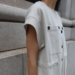 Street Style Casual Short Sleeve Pocket Jumpsuit