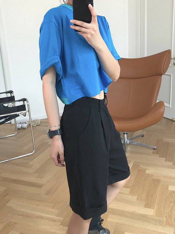 Original Solid Split-Back T-Shirts Tops