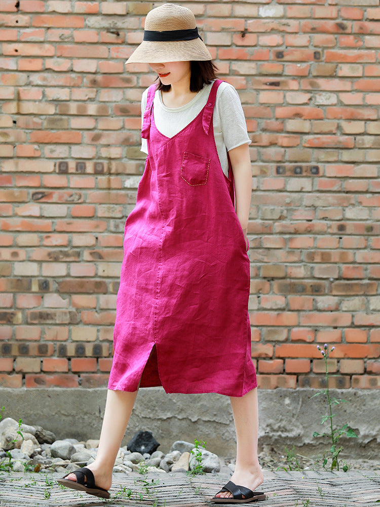 Loose Solid Color Casual Strap Dress