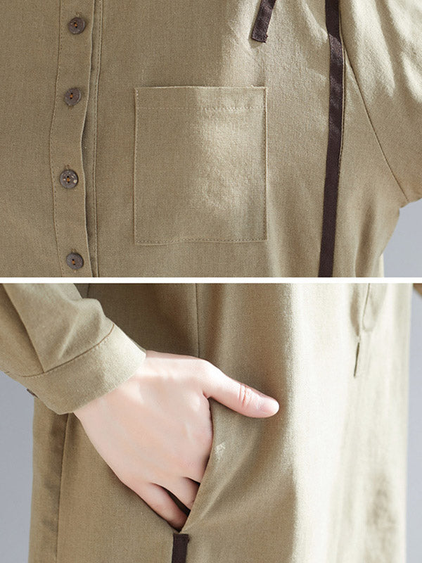Original Solid Round-Neck Shirt Dress