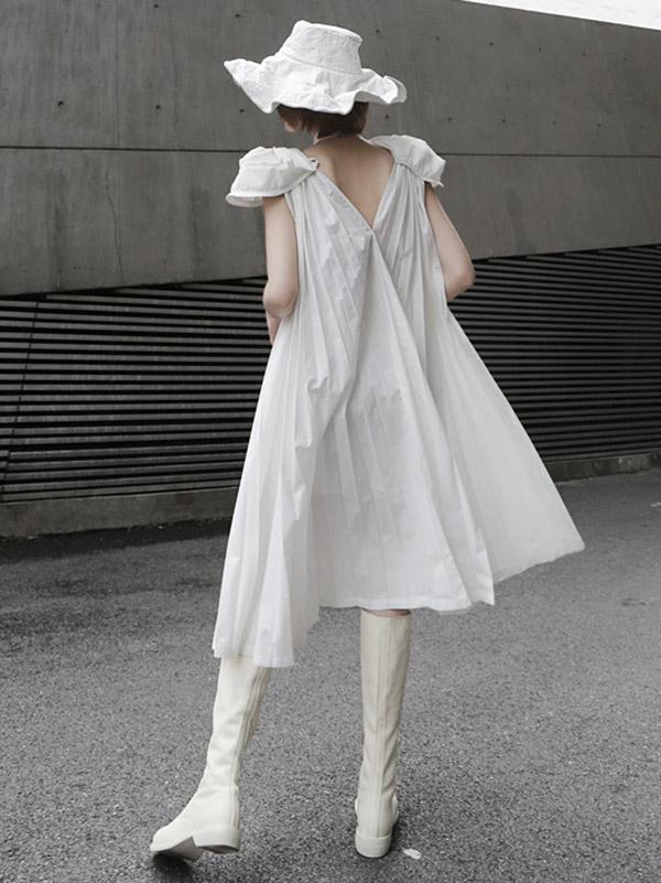 Elegant V-neck Big Hem Long Dress