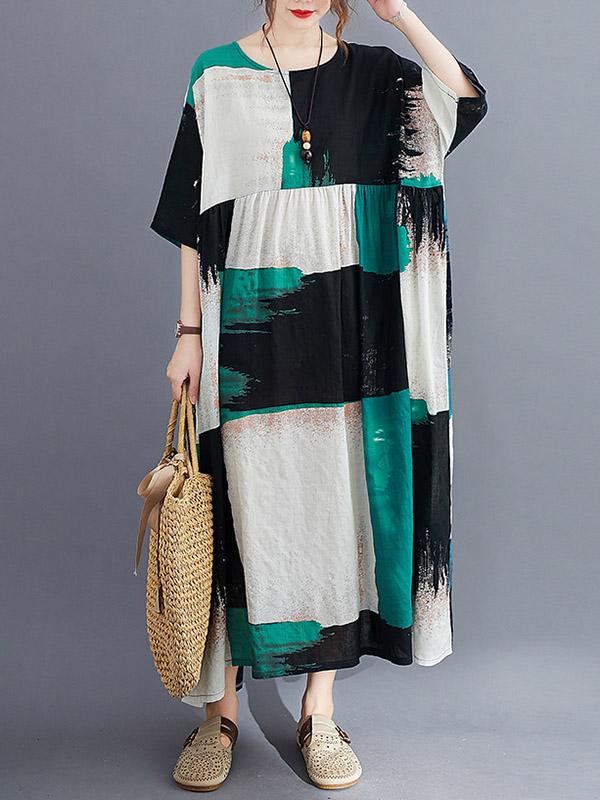 Loose Split-Joint Big-Hem Long Dress