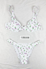Ivory Floral Print Balconette Underwire Bikini Top